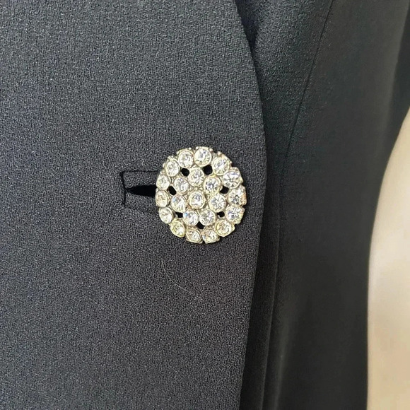 Kenar black wrap sheath dress sleeveless rhinestones Size 4P - Picture 5 of 7